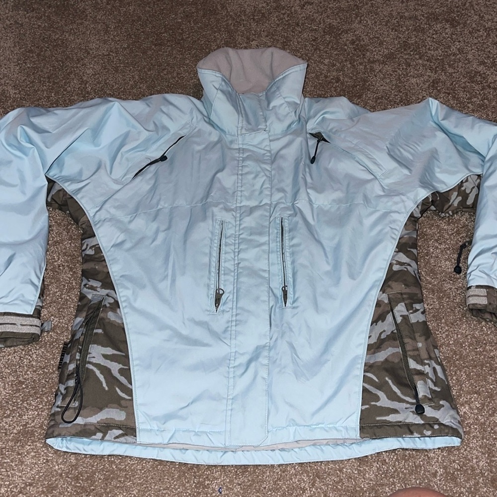 Women's Light Blue and Camouflage Ski Jacket